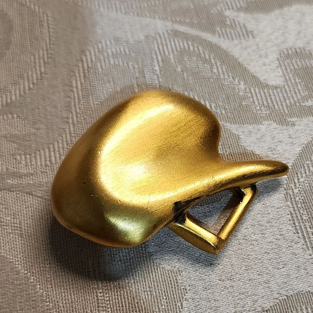 VINTAGE 1980s Sculptural GOLD PLATED Belt BUCKLE Bold Abstract Statement Piece